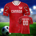 Custom Canada soccer jersey front view — personalized name and number